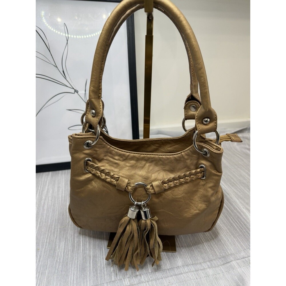 Bueno Metallic Handbag Purse With Tassel Bohemian 9.5” X 6.5”